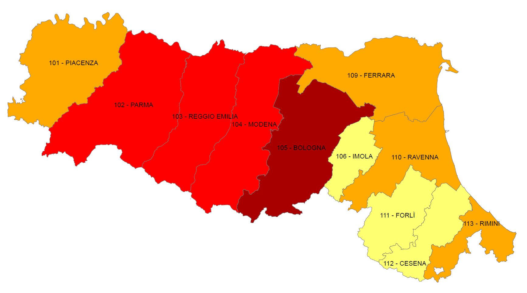 Totale schede SSCMI = 22.880 ANDAMENTO SPAZIALE Numero medio di schede gestite per Ausl in un anno = 2.