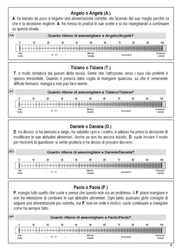 Struttura dell EMME3 test(i Ritratti2-AL) 9 brevi descrizioni di ipotetiche persone che hanno atteggiamenti