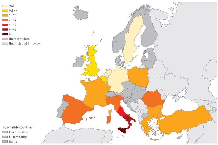 Fonte: ECDC Infezione da virus dell