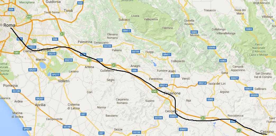 Linea FL6 Roma - Cassino Subtratta linea fondamentale Roma Caserta Napoli Roma Cassino 138 km (21