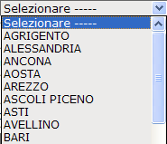 Menu a elenco (combo-box): per consentire all utente la selezione di dati già presenti nella base informativa, vengono spesso utilizzati i menu a elenco, chiamati anche combo-box.