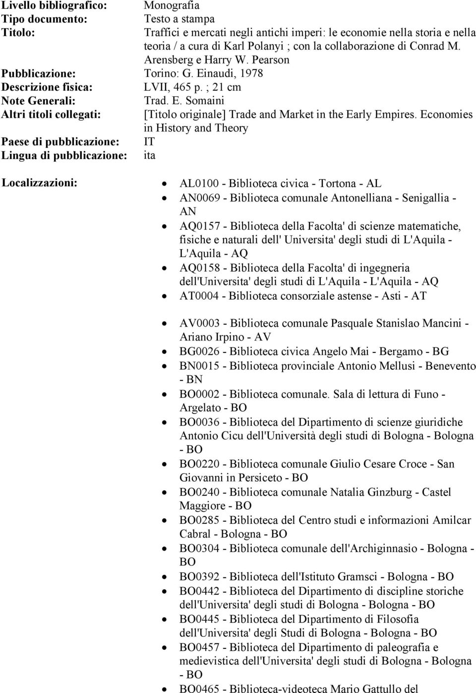 Economies in History and Theory Paese di pubblicazione: Lingua di pubblicazione: IT ita Localizzazioni: AL0100 - Biblioteca civica - Tortona - AL AN0069 - Biblioteca comunale Antonelliana -
