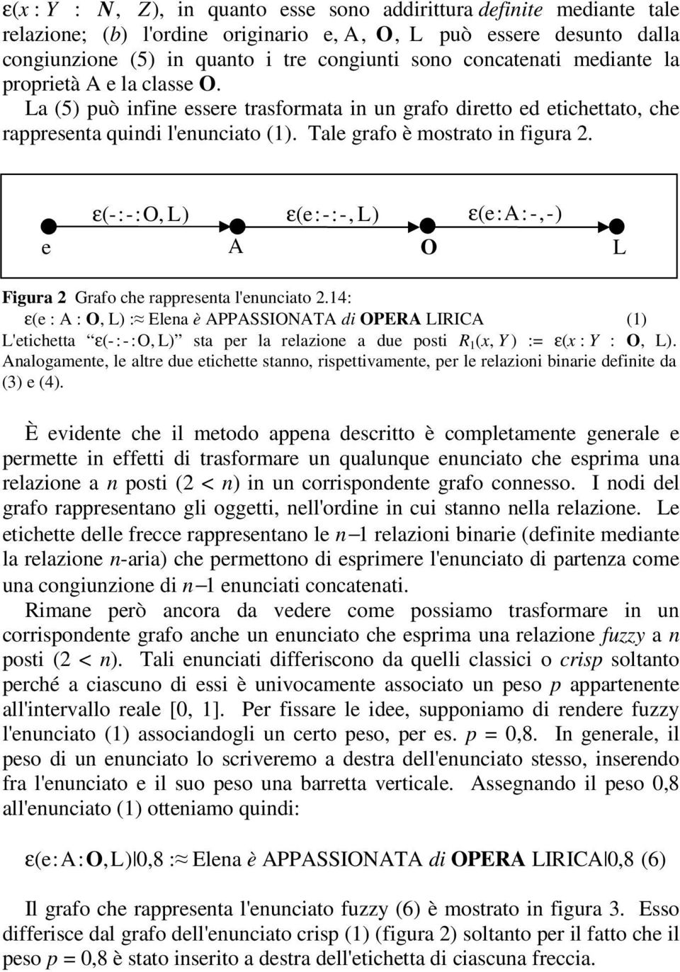 e ε(-:-:o, L) A ε(e:-:-, L) O ε(e:a:-,-) L Figura 2 Grafo che rappresenta l'enunciato 2.