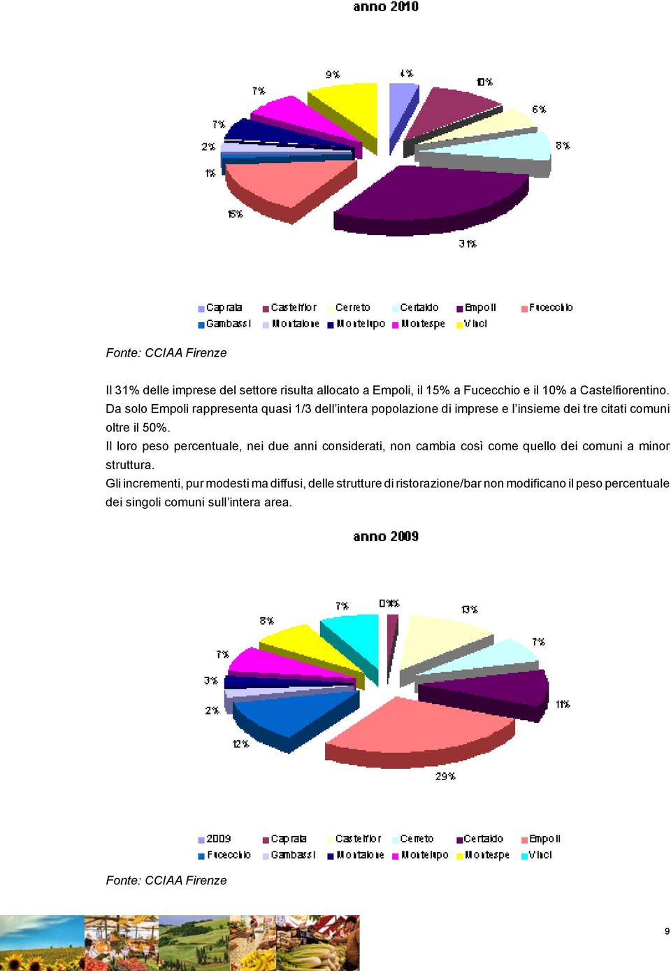 Il loro peso percentuale, nei due anni considerati, non cambia così come quello dei comuni a minor struttura.