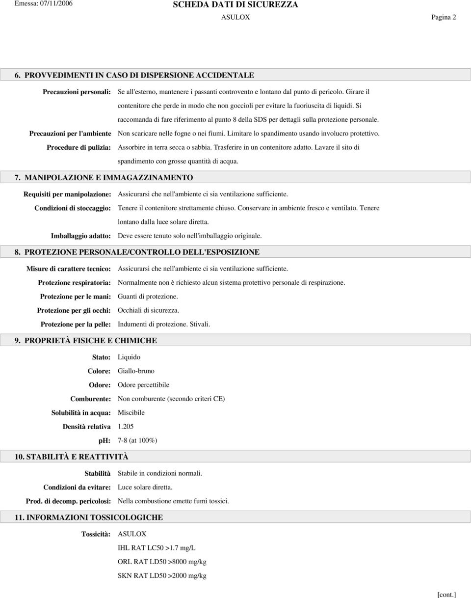 pericolo. Girare il contenitore che perde in modo che non goccioli per evitare la fuoriuscita di liquidi.