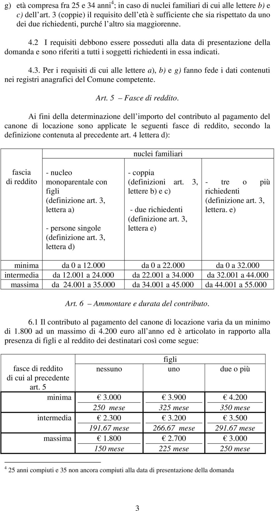 2 I requisiti debbono essere posseduti alla data di presentazione della domanda e sono riferiti a tutti i soggetti richiedenti in essa indicati. 4.3.