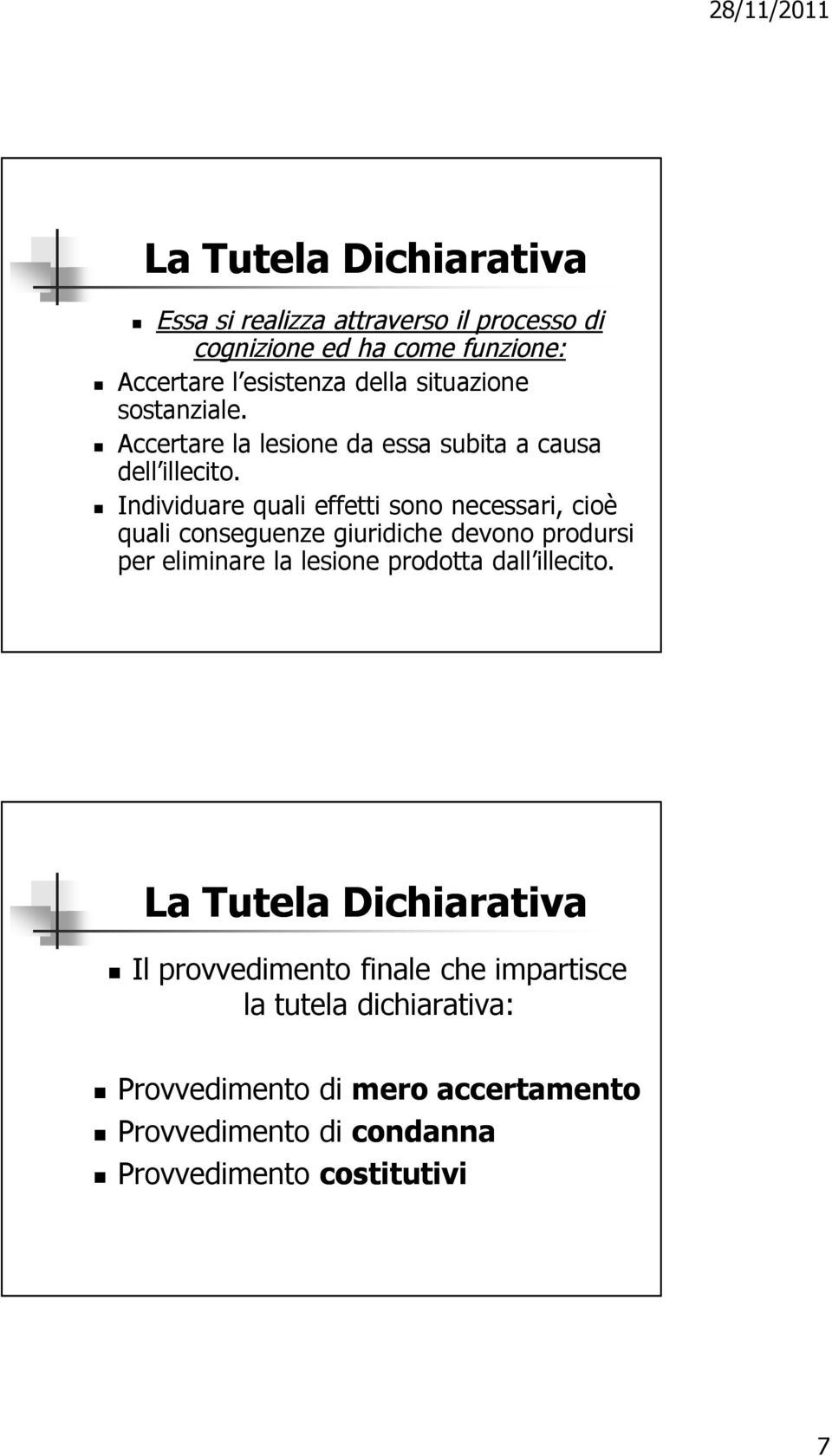 Individuare quali effetti sono necessari, cioå quali conseguenze giuridiche devono prodursi per eliminare la lesione prodotta dall