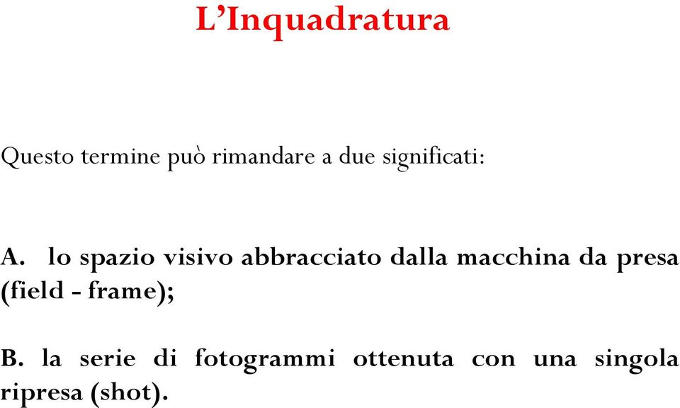 lo spazio visivo abbracciato dalla macchina da