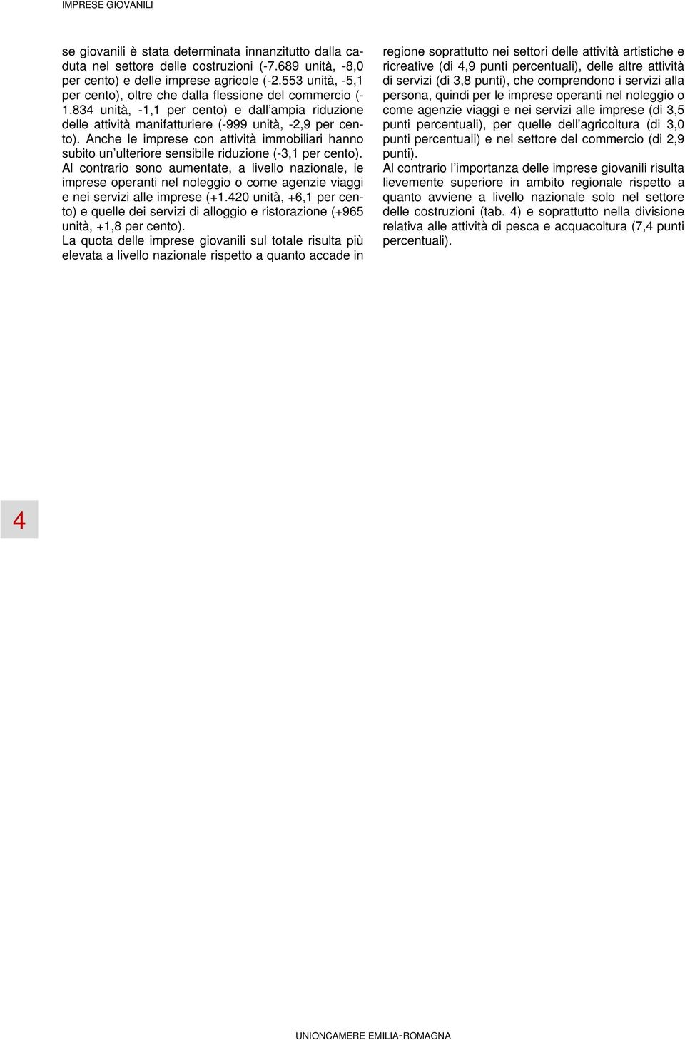 Anche le imprese con attività immobiliari hanno subito un ulteriore sensibile riduzione (-3,1 per cento).