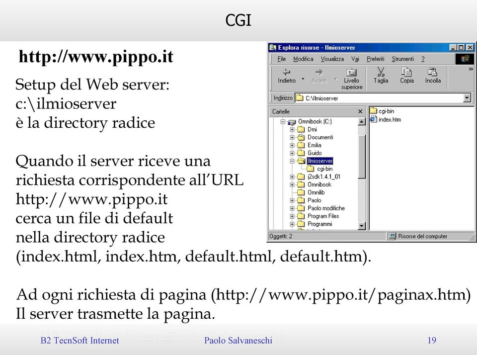 corrispondente all URL http://www.pippo.it cerca un file di default nella directory radice (index.