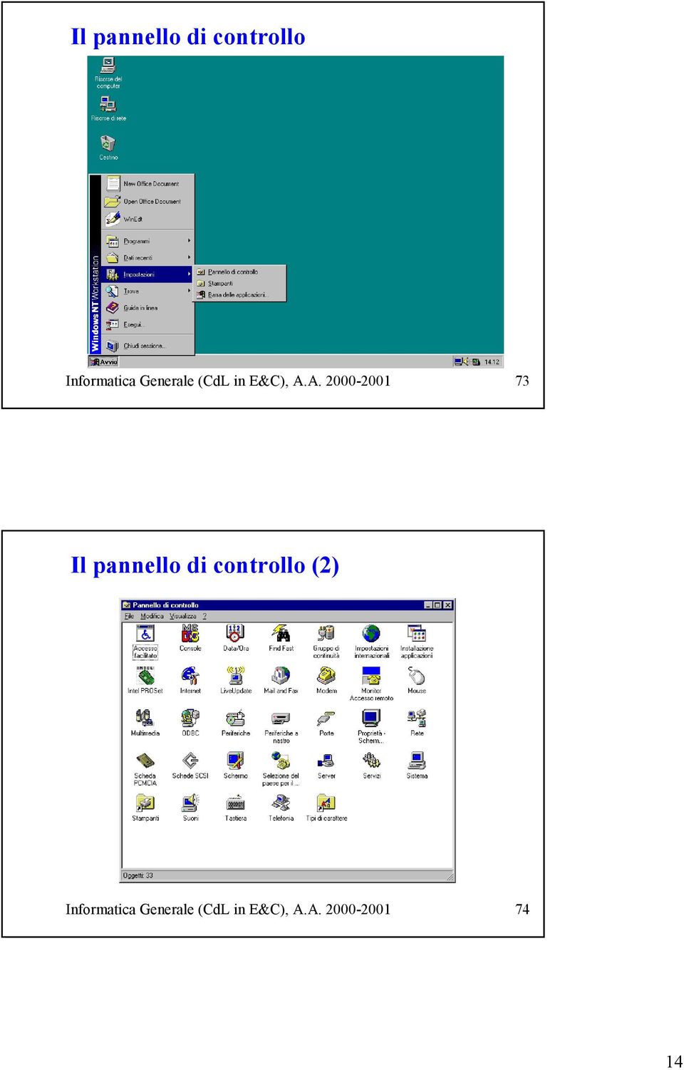 A. 2000-2001 73 Il pannello di controllo
