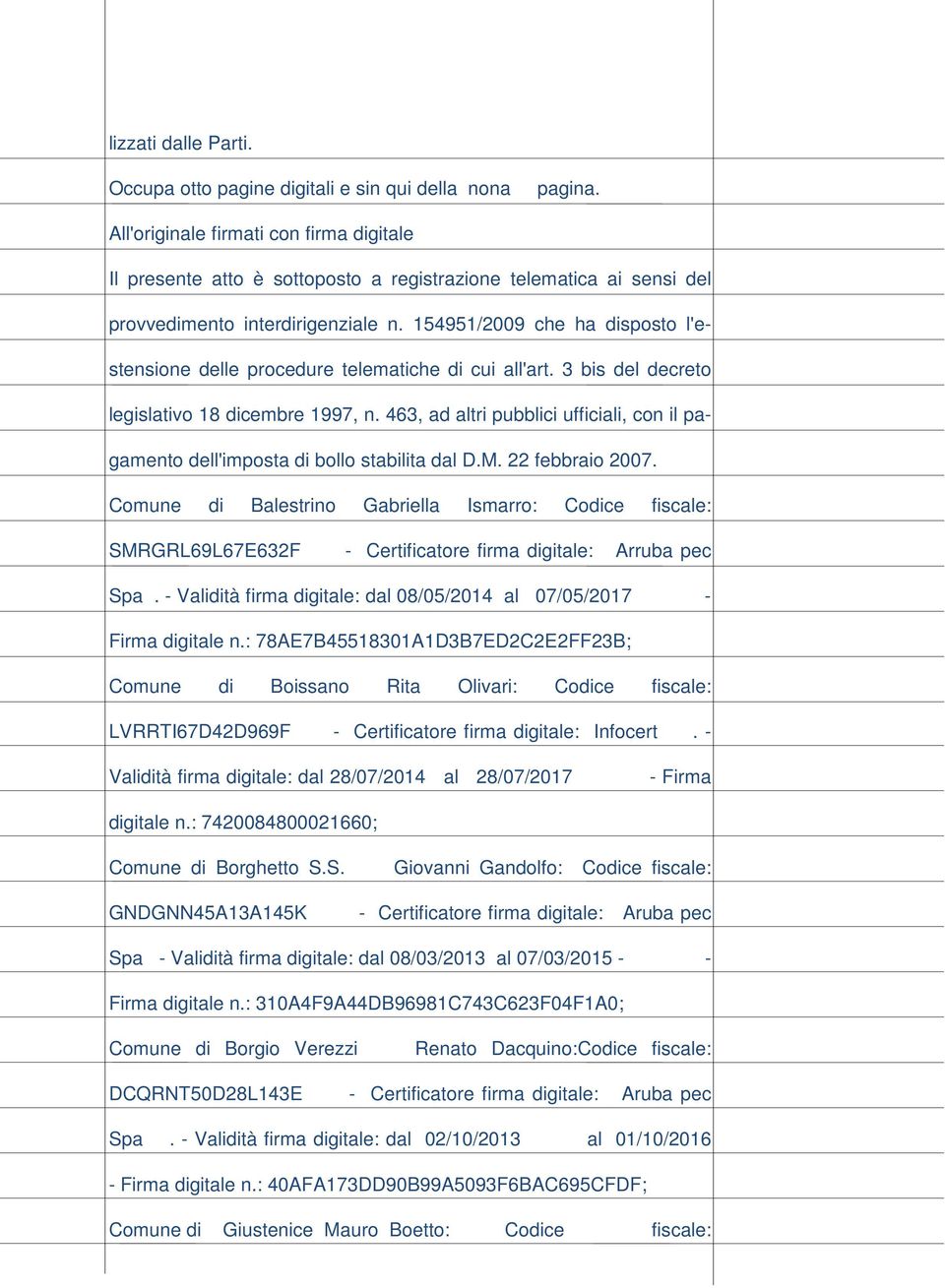 154951/2009 che ha disposto l'estensione delle procedure telematiche di cui all'art. 3 bis del decreto legislativo 18 dicembre 1997, n.