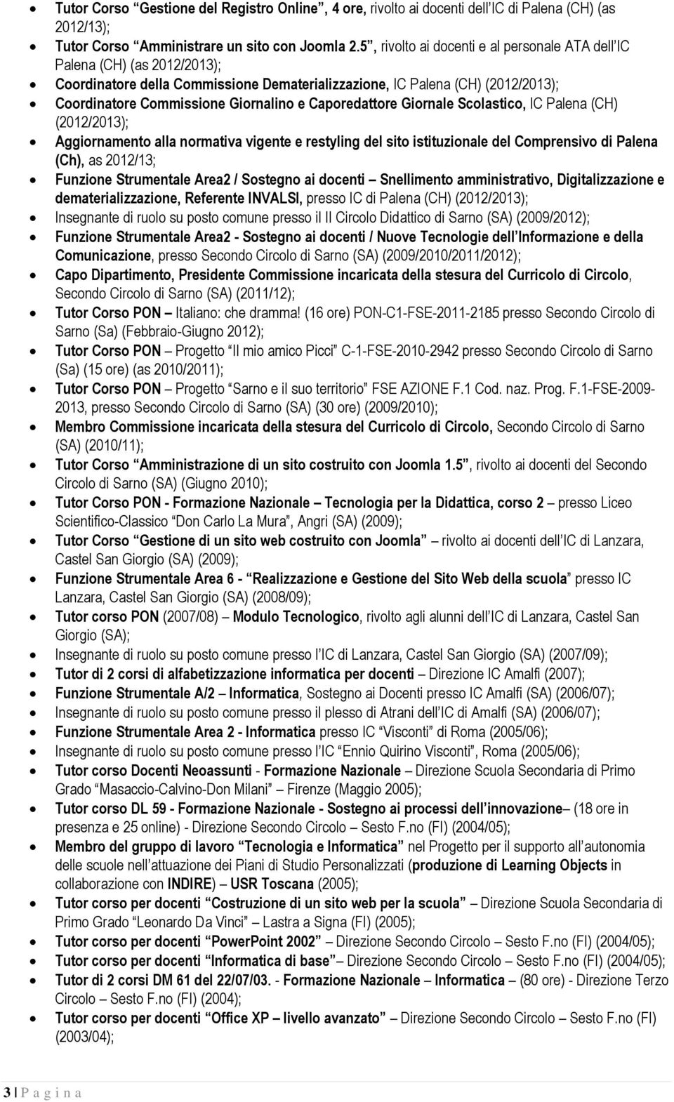 Caporedattore Giornale Scolastico, IC Palena (CH) (2012/2013); Aggiornamento alla normativa vigente e restyling del sito istituzionale del Comprensivo di Palena (Ch), as 2012/13; Funzione Strumentale