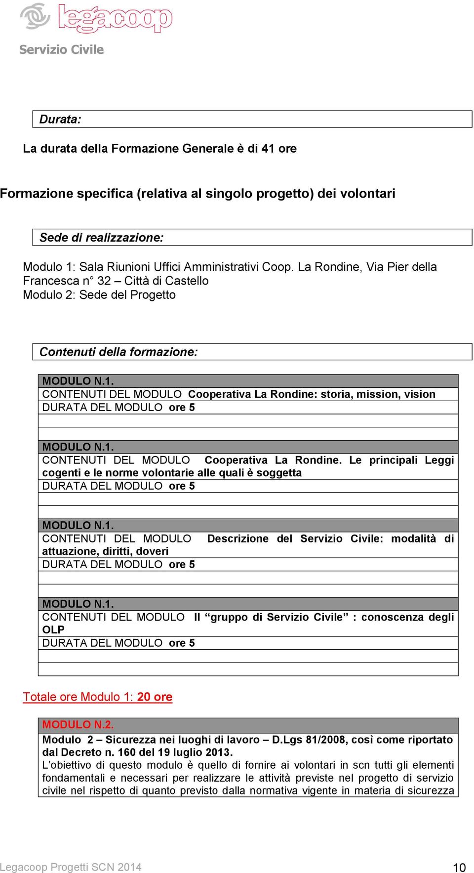 CONTENUTI DEL MODULO Cooperativa La Rondine: storia, mission, vision MODULO N.1. CONTENUTI DEL MODULO Cooperativa La Rondine.