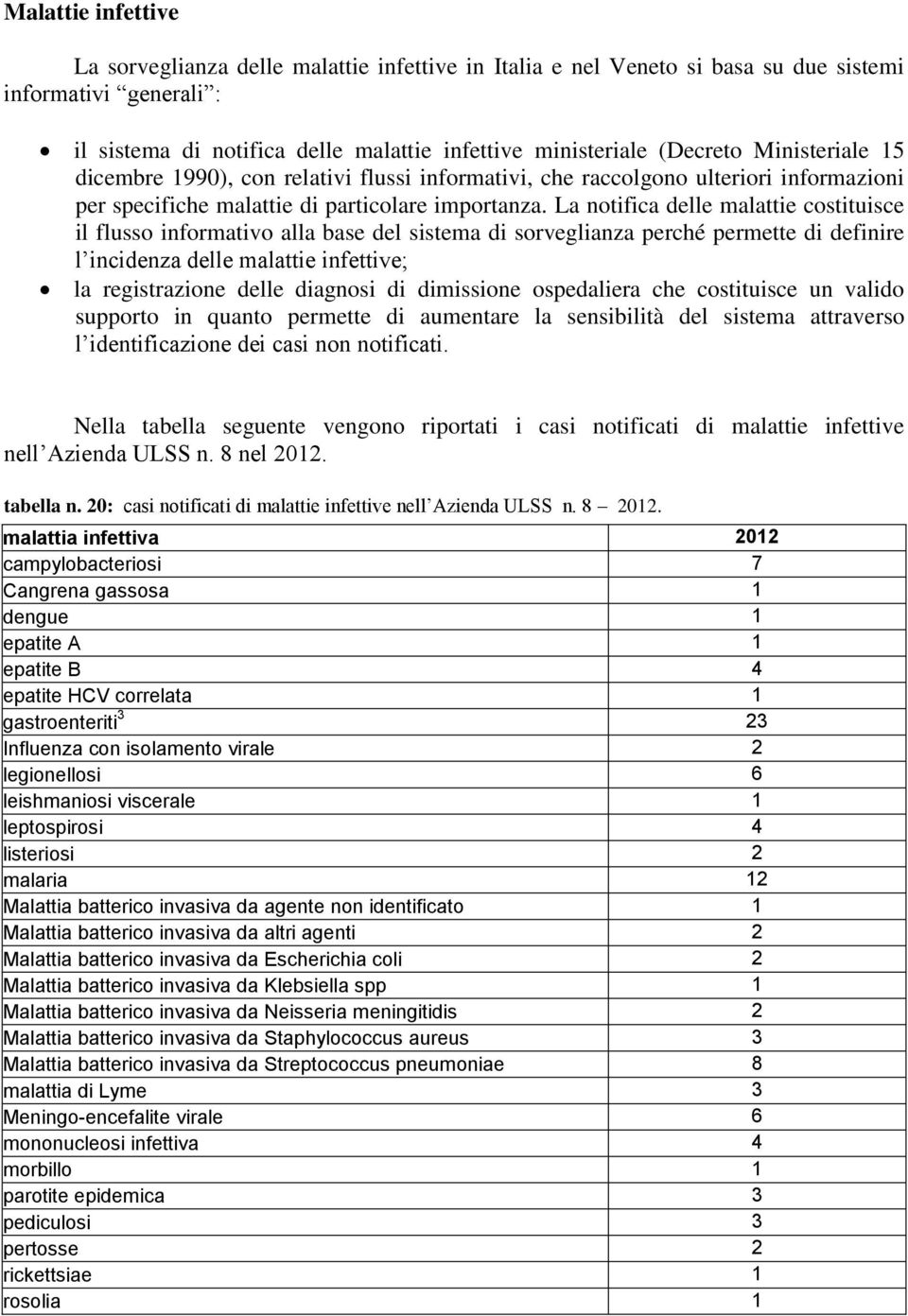 La notifica delle malattie costituisce il flusso informativo alla base del sistema di sorveglianza perché permette di definire l incidenza delle malattie infettive; la registrazione delle diagnosi di