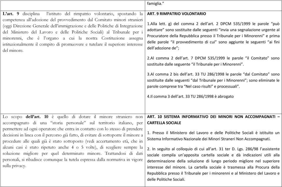 Integrazione del Ministero del Lavoro e delle Politiche Sociali) al Tribunale per i minorenni, che è l organo a cui la nostra Costituzione assegna istituzionalmente il compito di promuovere e