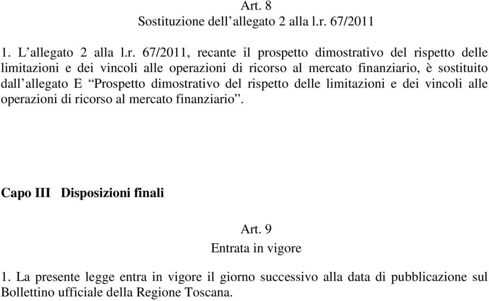 rispetto delle limitazioni e dei vincoli alle operazioni di ricorso al mercato finanziario. Capo III Disposizioni finali Art.