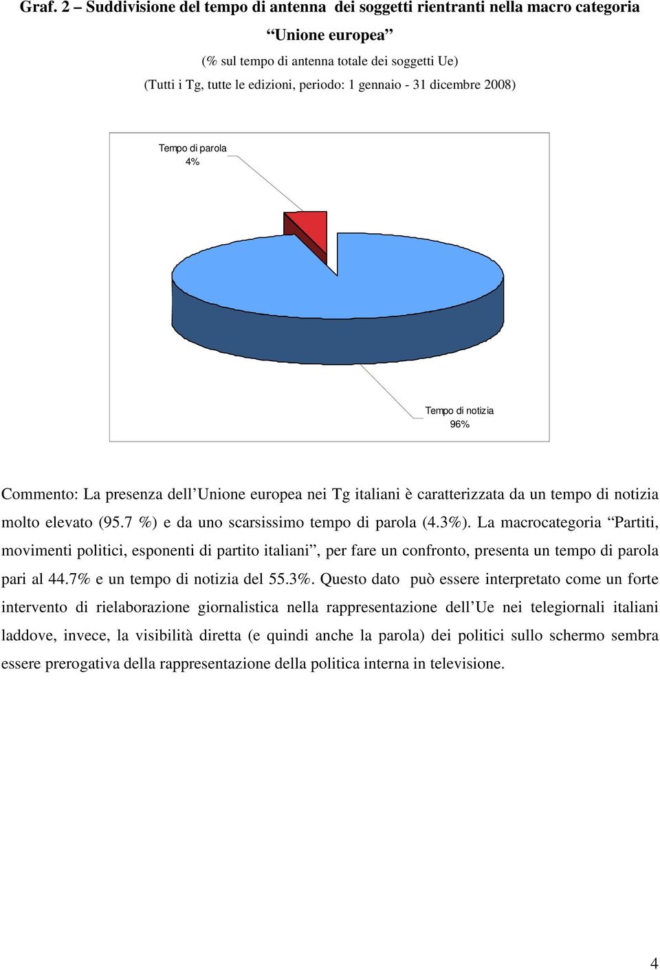 7 %) e da uno scarsissimo tempo di parola (4.3%). La macrocategoria Partiti, movimenti politici, esponenti di partito italiani, per fare un confronto, presenta un tempo di parola pari al 44.