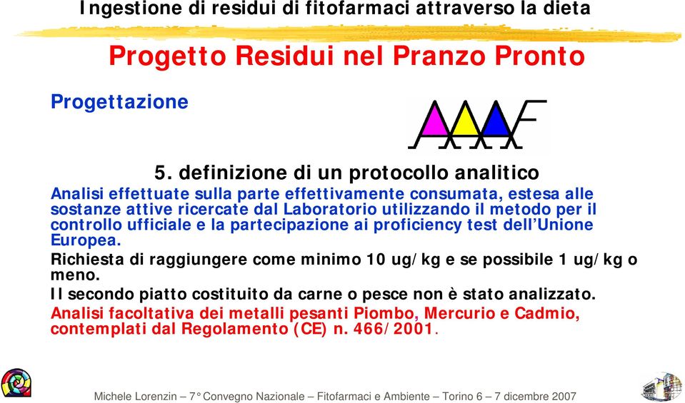 Laboratorio utilizzando il metodo per il controllo ufficiale e la partecipazione ai proficiency test dell Unione Europea.