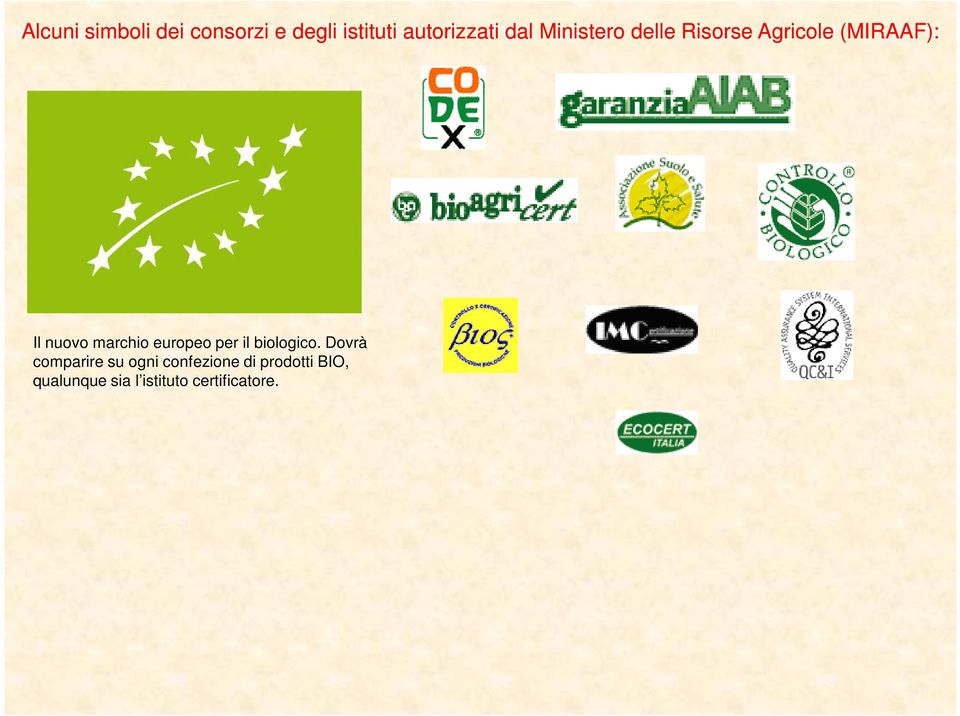marchio europeo per il biologico.