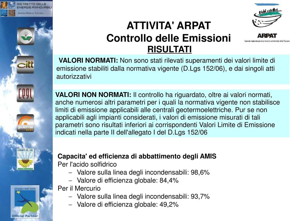 limiti di emissione applicabili alle centrali geotermoelettriche.