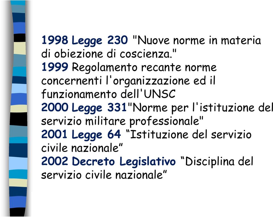 dell'unsc 2000 Legge 331"Norme per l'istituzione del servizio militare professionale"