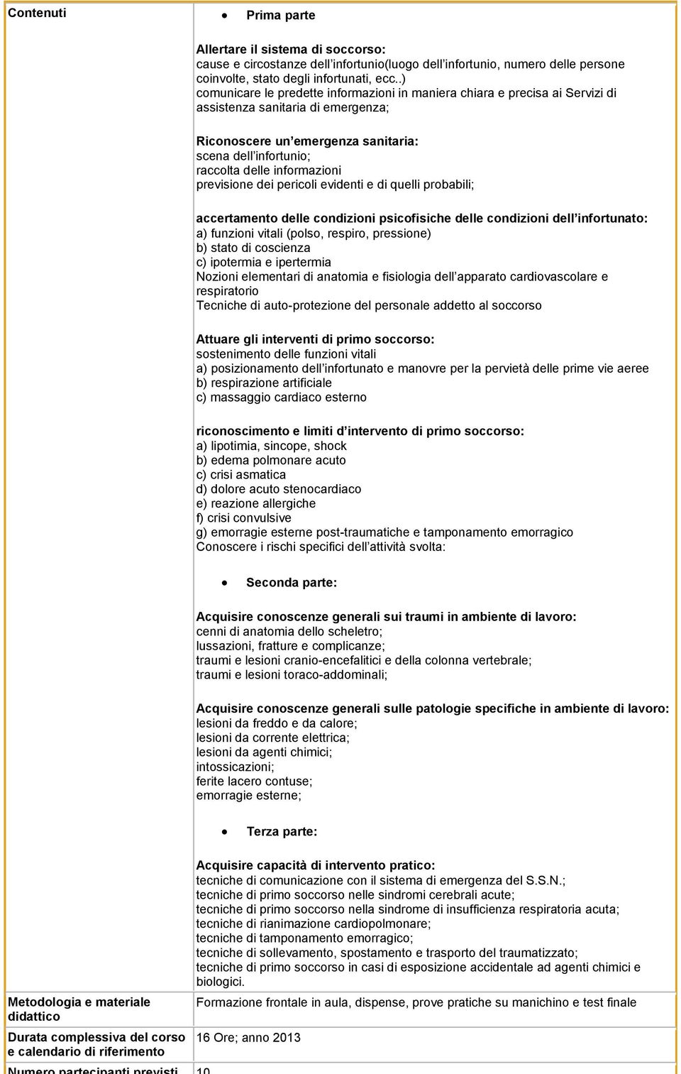 informazioni previsione dei pericoli evidenti e di quelli probabili; accertamento delle condizioni psicofisiche delle condizioni dell infortunato: a) funzioni vitali (polso, respiro, pressione) b)