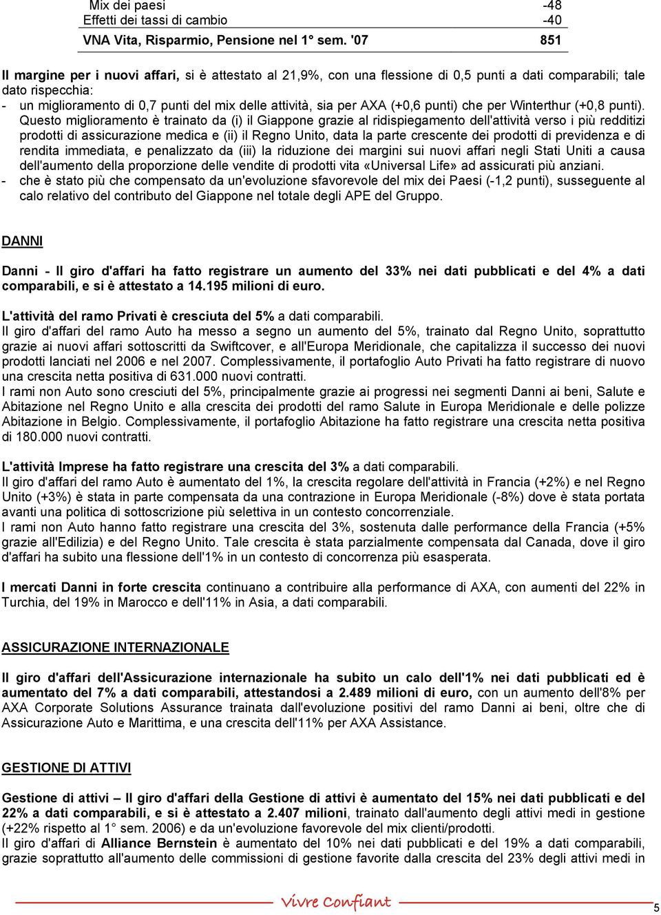 Questo miglioramento è trainato da (i) il Giappone grazie al ridispiegamento dell'attività verso i più redditizi prodotti di assicurazione medica e (ii) il Regno Unito, data la parte crescente dei