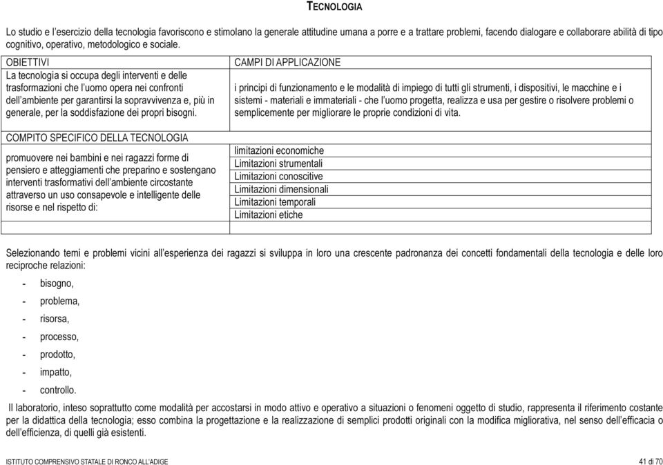 OBIETTIVI La tecnologia si occupa degli interventi e delle trasformazioni che l uomo opera nei confronti dell ambiente per garantirsi la sopravvivenza e, più in generale, per la soddisfazione dei