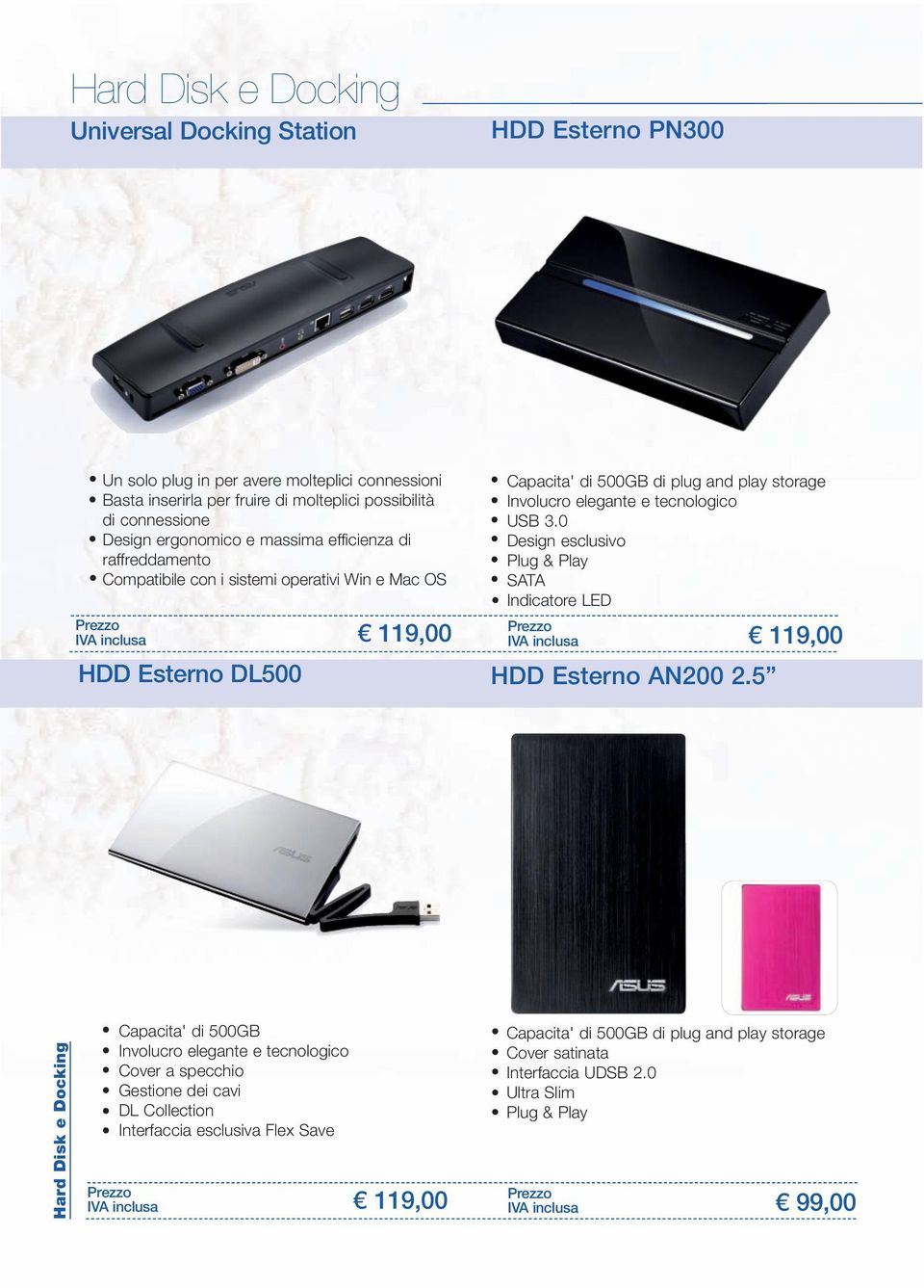 elegante e tecnologico USB 3.0 Design esclusivo Plug & Play SATA Indicatore LED 119,00 HDD Esterno AN200 2.