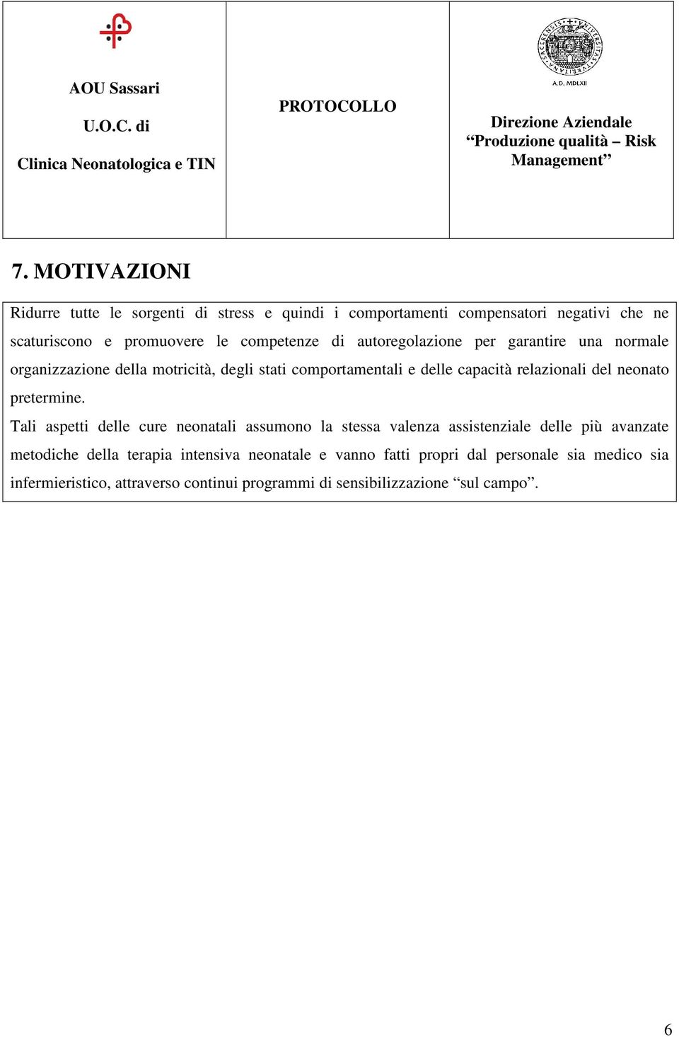 relazionali del neonato pretermine.