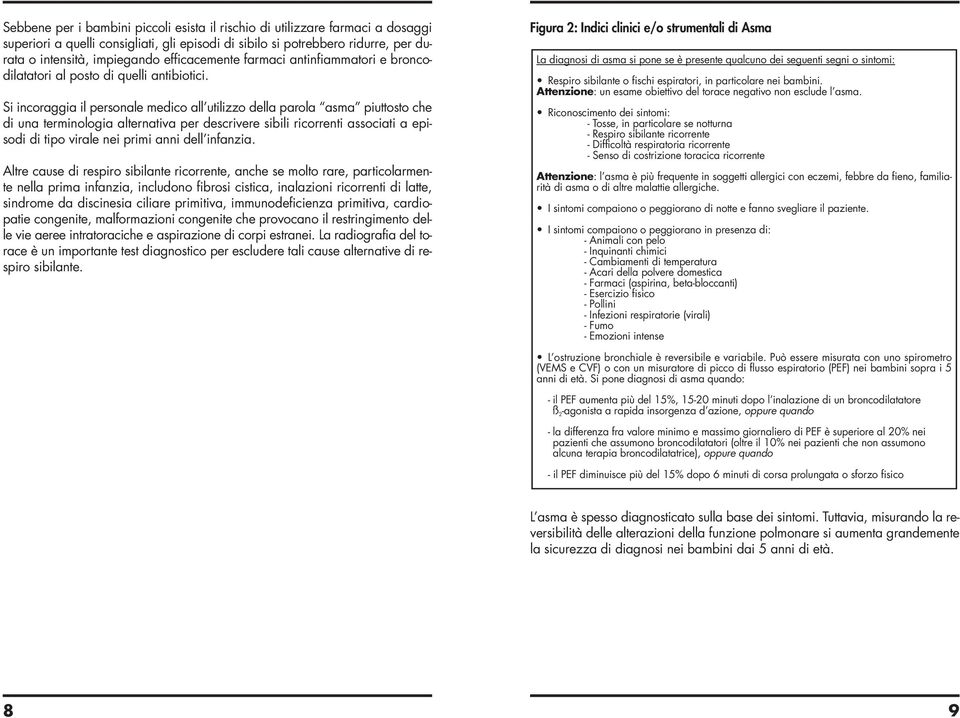 Si incoraggia il personale medico all utilizzo della parola asma piuttosto che di una terminologia alternativa per descrivere sibili ricorrenti associati a episodi di tipo virale nei primi anni dell