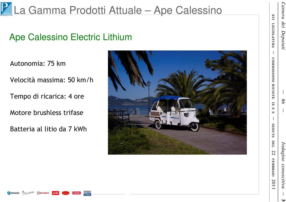 Lithium Autonomia: 75 km Velocità massima: 50 km/h Tempo di