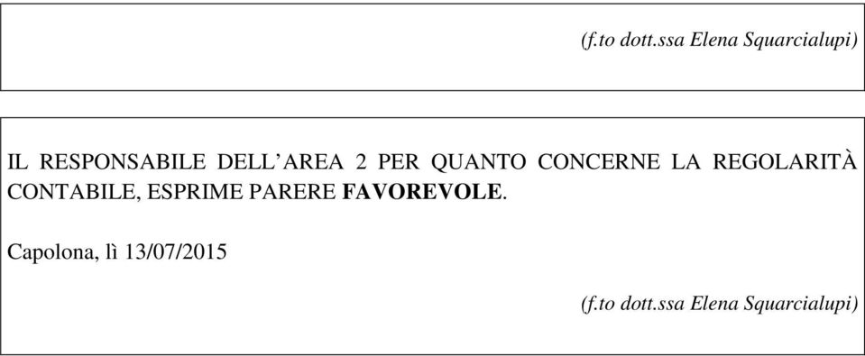 AREA 2 PER QUANTO CONCERNE LA REGOLARITÀ