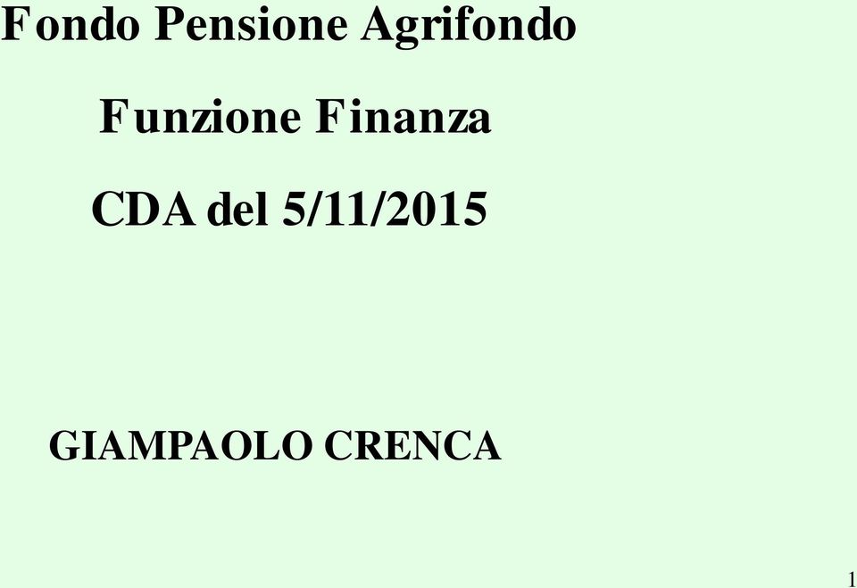 Finanza CDA del