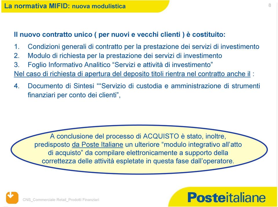 Foglio Informativo Analitico Servizi e attività di investimento Nel caso di richiesta di apertura del deposito titoli rientra nel contratto anche il : 4.