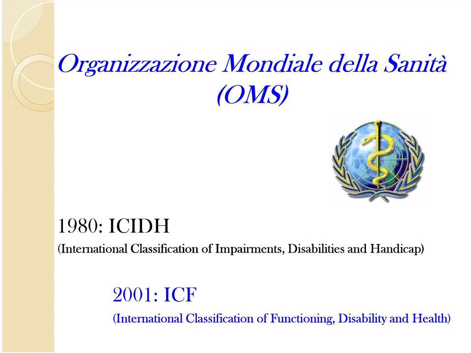 Disabilities and Handicap) 2001: ICF (International