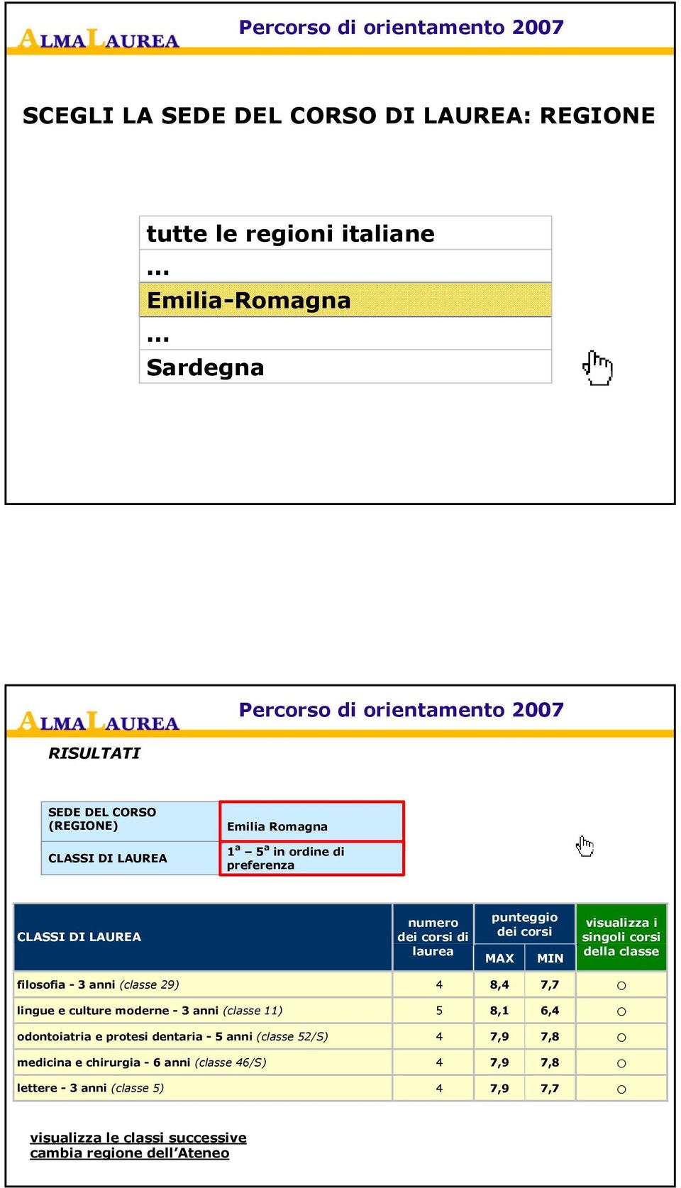 MAX MIN visualizza i singoli corsi della classe filosofia - 3 anni (classe 29) 4,4, lingue e culture moderne - 3 anni (classe 11) 5,1,4