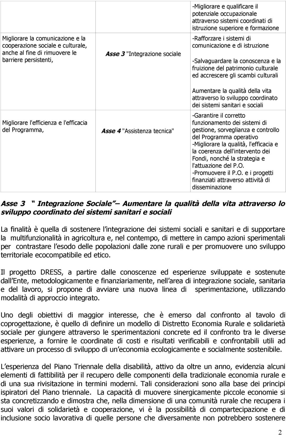 di istruzione -Salvaguardare la conoscenza e la fruizione del patrimonio culturale ed accrescere gli scambi culturali Aumentare la qualità della vita attraverso lo sviluppo coordinato dei sistemi