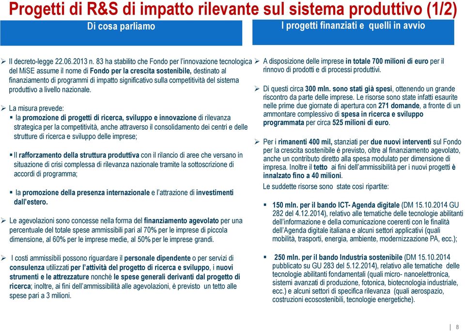 competitività del sistema produttivo a livello nazionale.