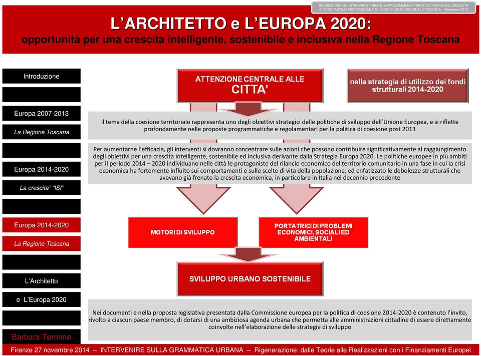 2013 Per aumentarne l efficacia, gli interventi si dovranno concentrare sulle azioni che possono contribuire significativamente al raggiungimento degli obiettivi per una crescita intelligente,