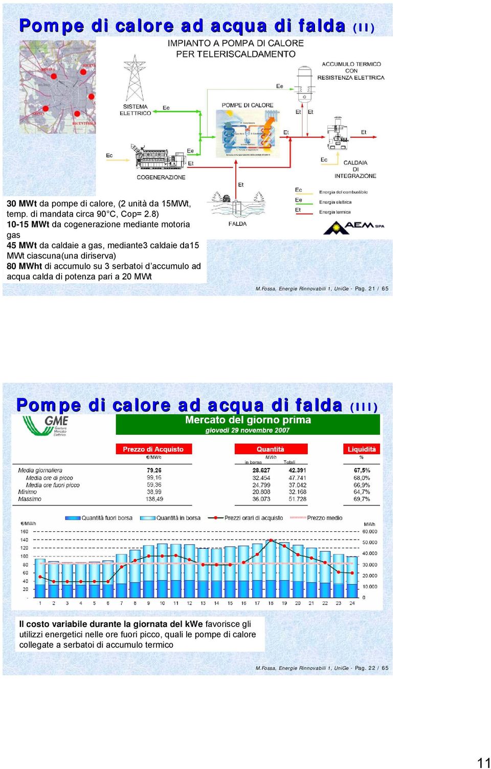 accumulo ad acqua calda di potenza pari a 20 MWt M.Fossa, Energie Rinnovabili 1, UniGe -Pag.