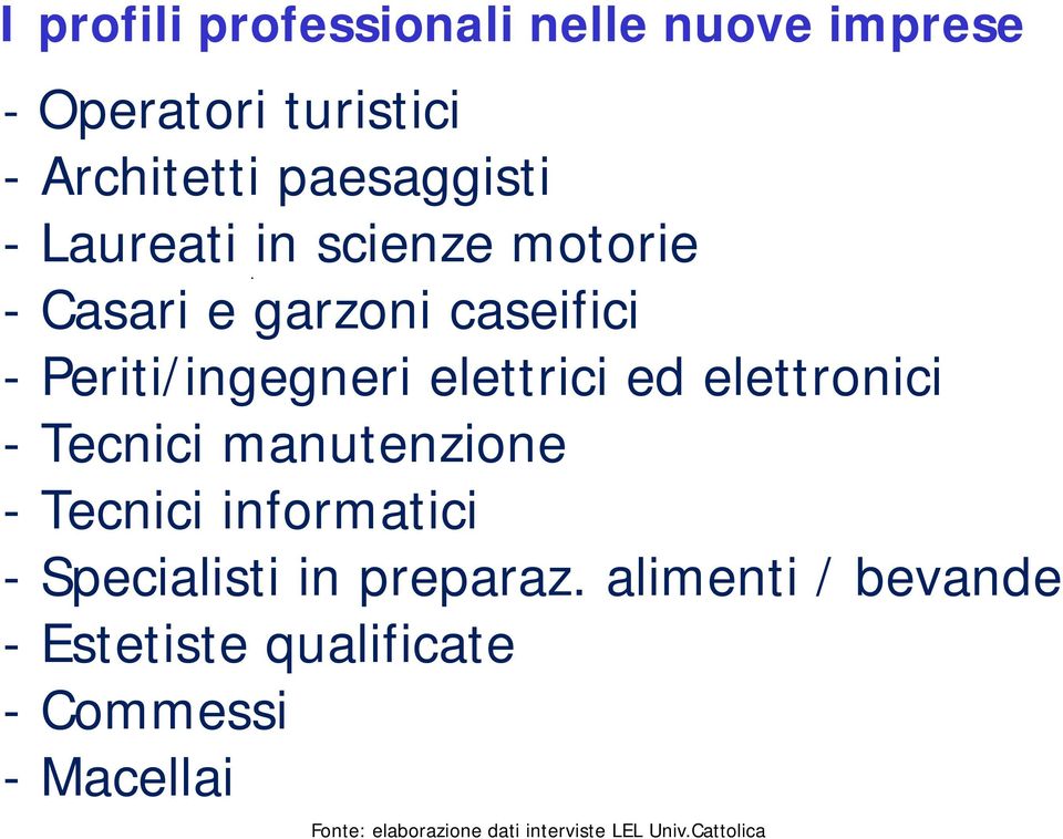 elettronici - Tecnici manutenzione - Tecnici informatici - Specialisti in preparaz.