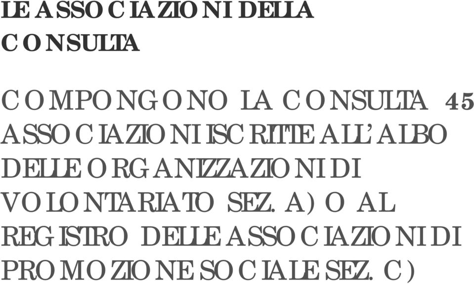 ORGANIZZAZIONI DI VOLONTARIATO SEZ.