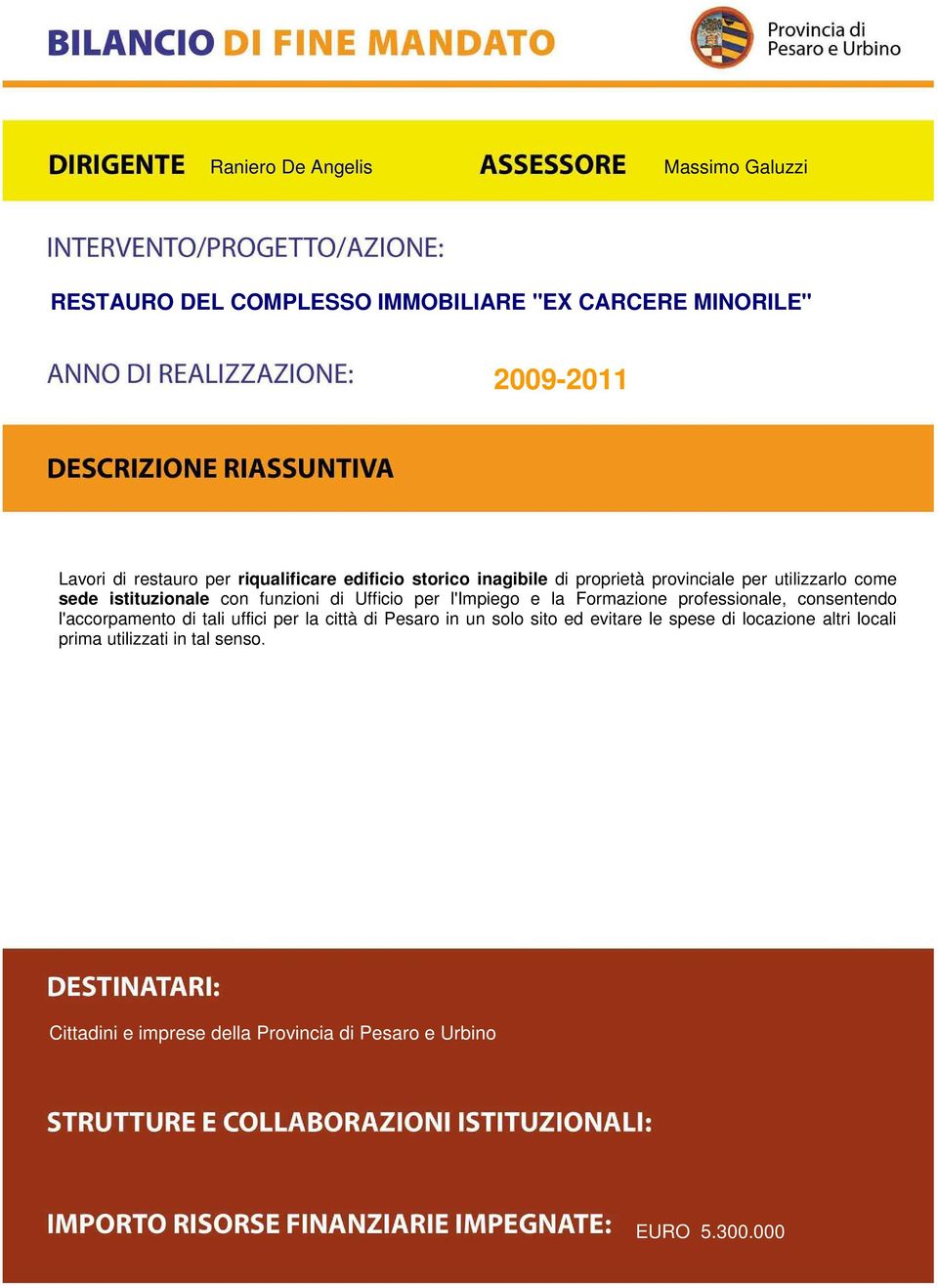 Formazione professionale, consentendo l'accorpamento di tali uffici per la città di Pesaro in un solo sito ed evitare le