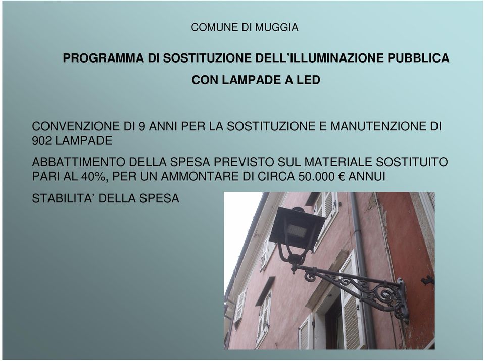 LAMPADE ABBATTIMENTO DELLA SPESA PREVISTO SUL MATERIALE SOSTITUITO