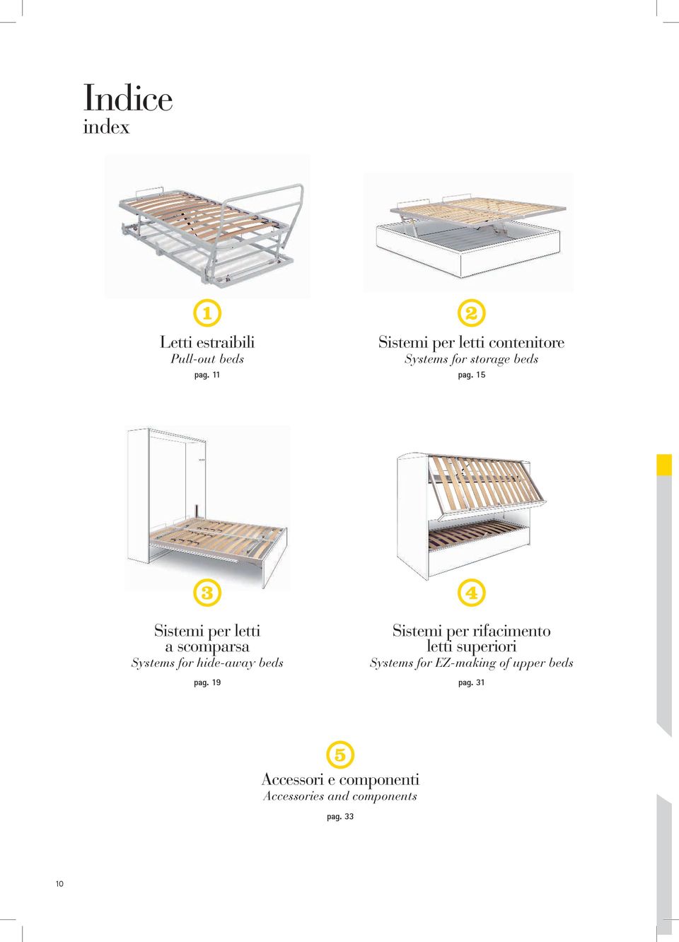 15 Sistemi per letti a scomparsa Systems for hide-away beds pag.