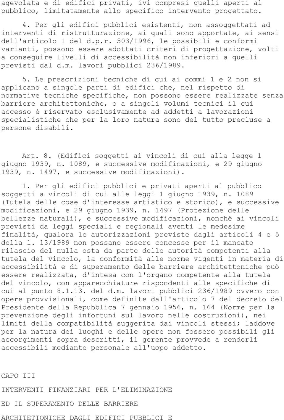 m. lavori pubblici 236/1989. 5.