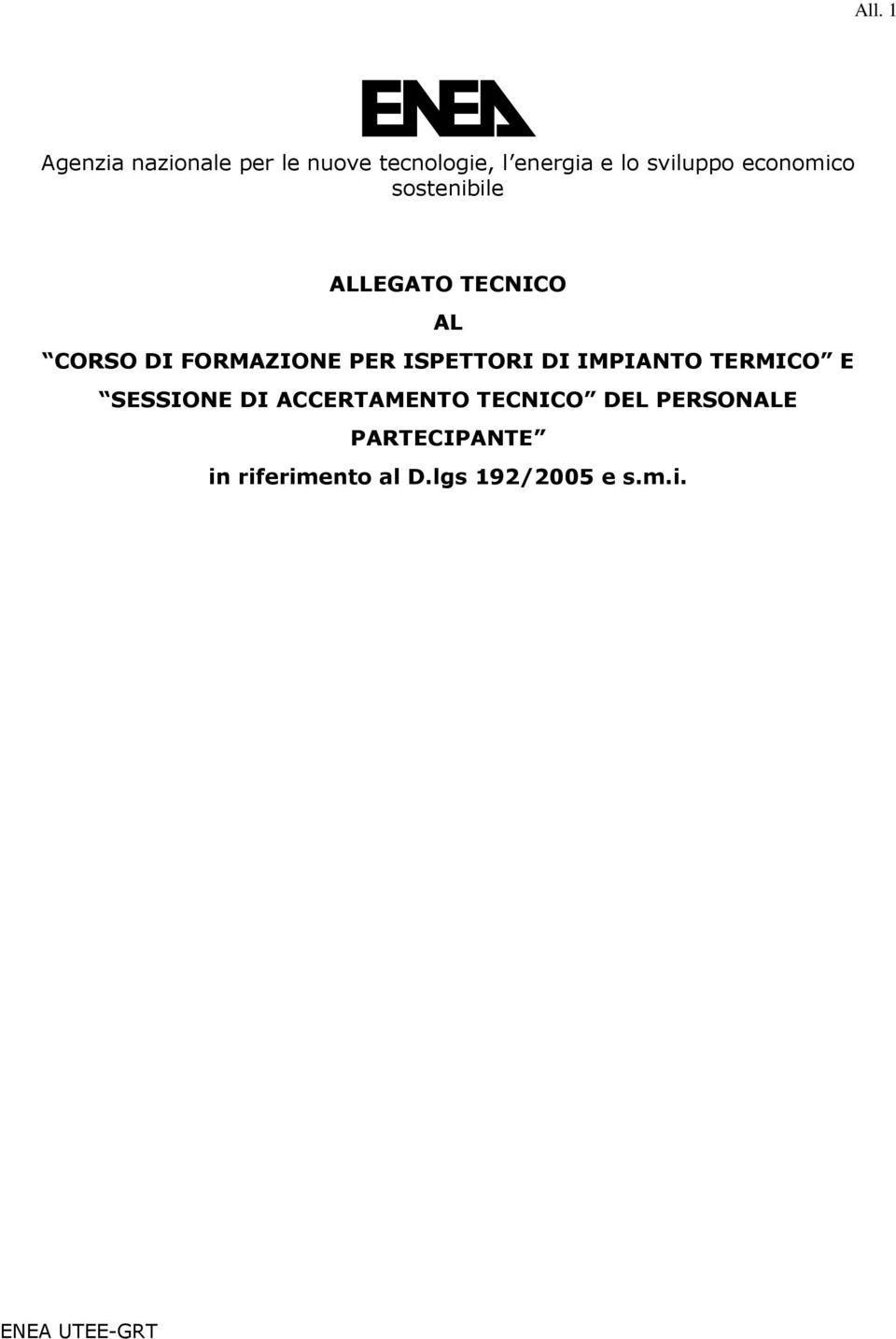 PER ISPETTORI DI IMPIANTO TERMICO E SESSIONE DI ACCERTAMENTO TECNICO