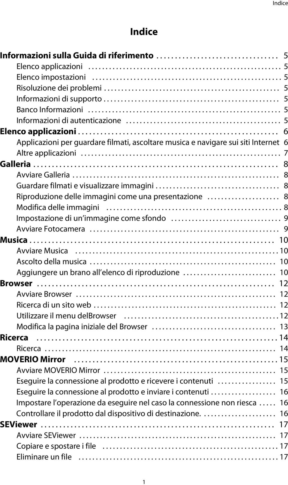 ....................................................... 5 Informazioni di autenticazione............................................. 5 Elenco applicazioni.